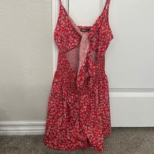 Front Tie Red Floral Romper